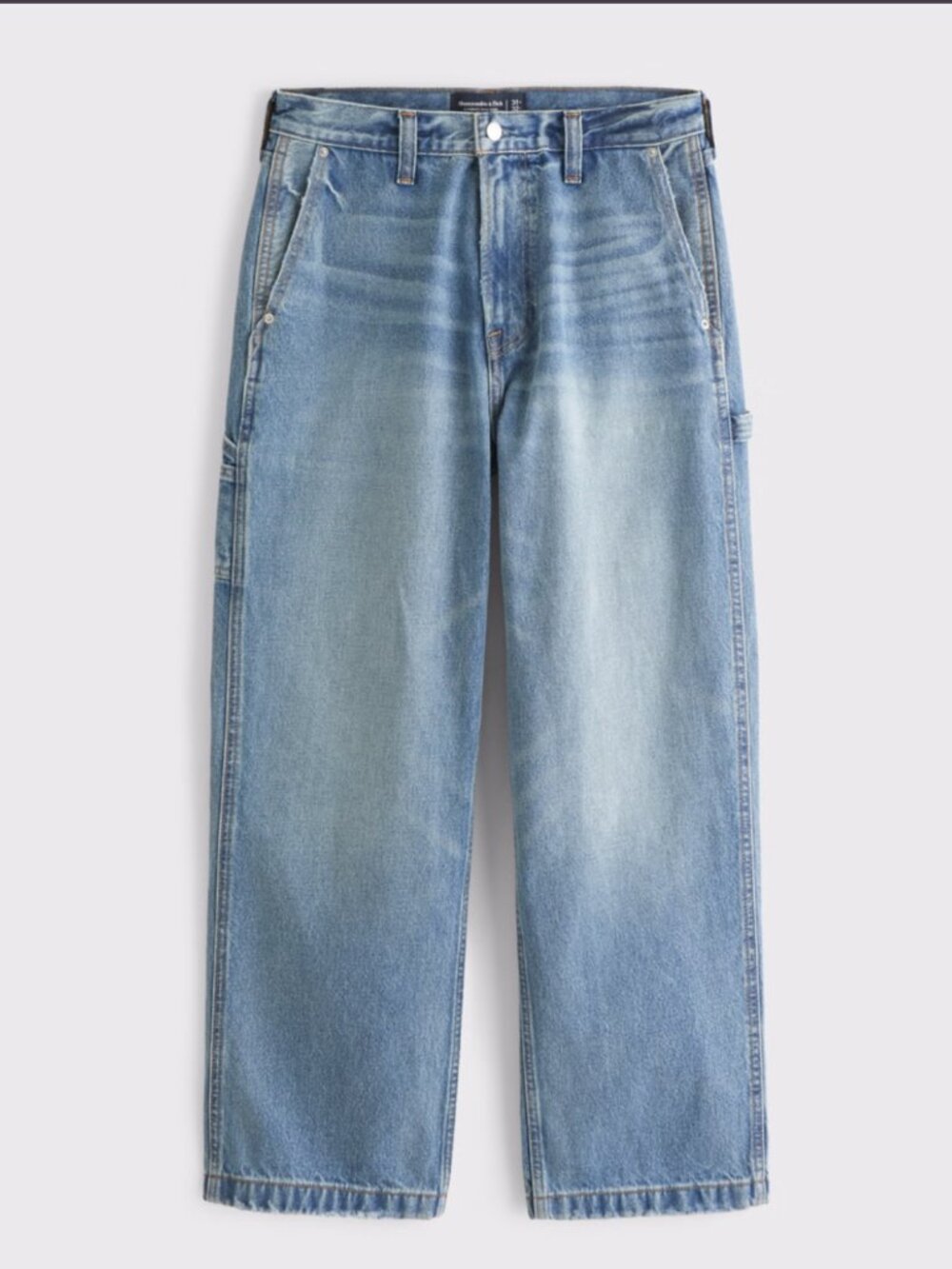 Abercrombie & Fitch Rigid Denim Baggy Workwear Jean, Medium Wash, 30Wx30L, EUC